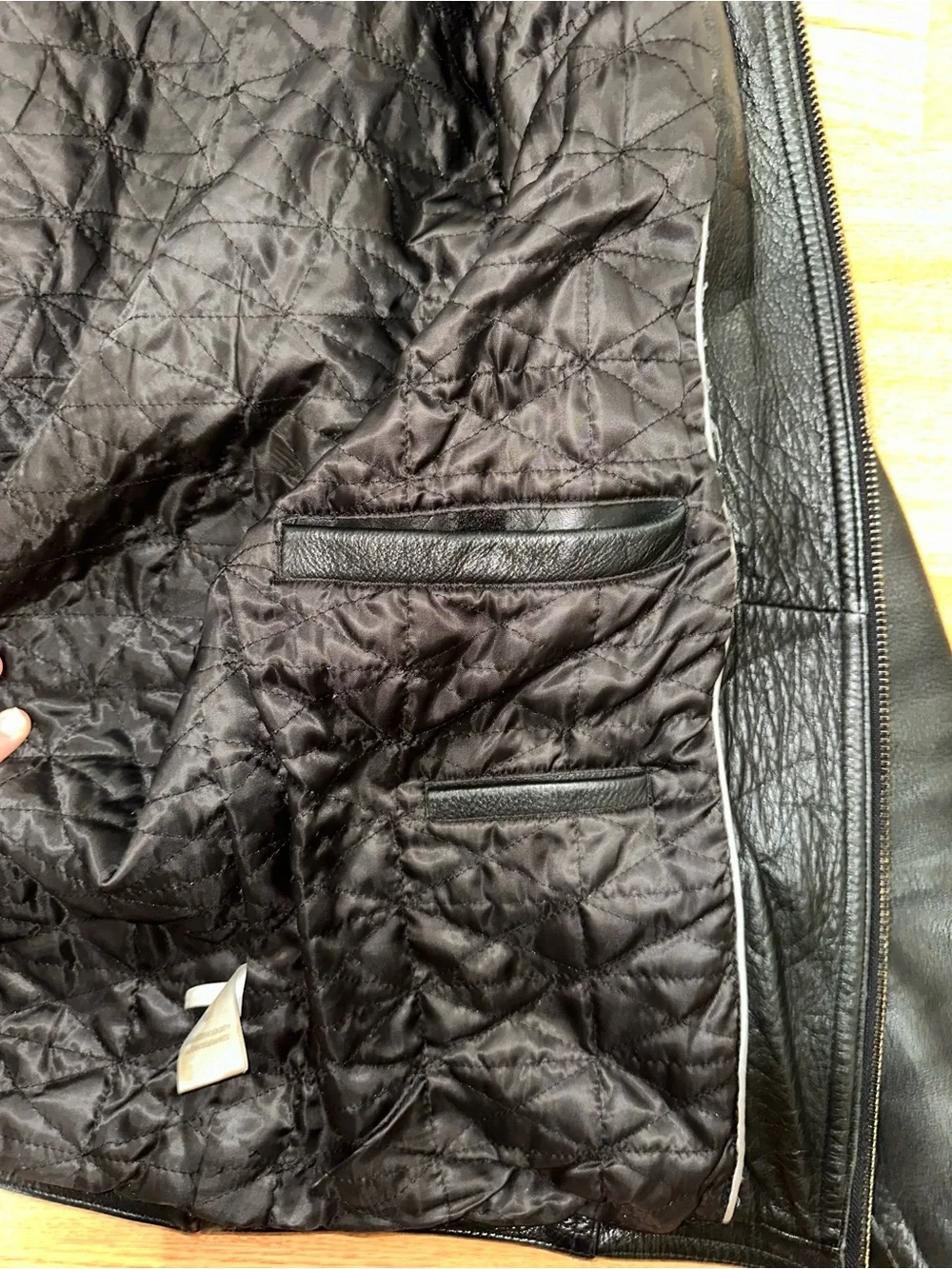 Men's Black Calvin Klein Leather Moto Jacket - Classic Biker Style